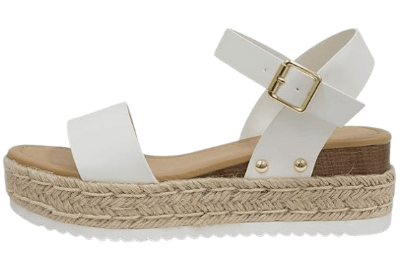 Soda CLIP ~ Women Open Toe Ankle Strap Platform Espadrille Sandal
